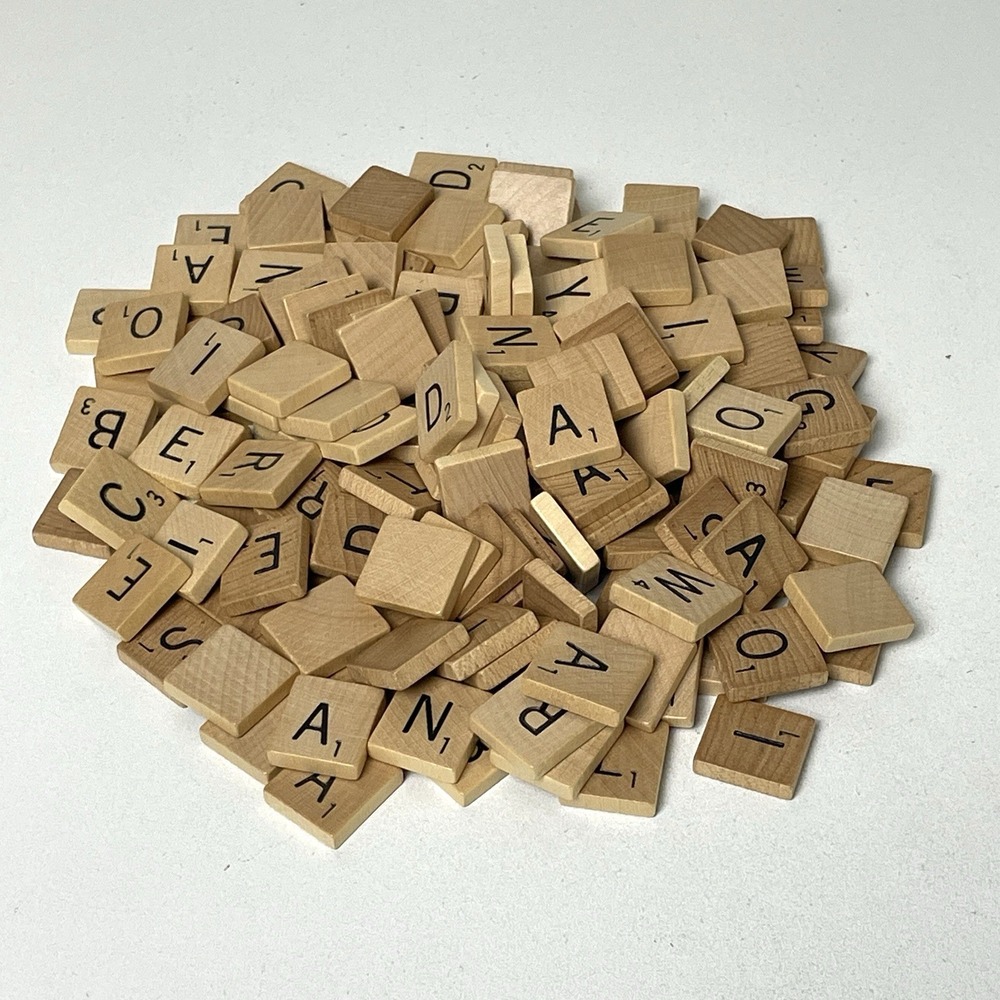 164 Vintage SCRABBLE Wooden Tiles Replacement Crafts Pieces LOT